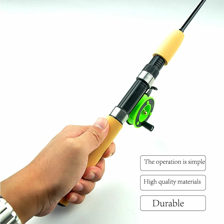 55/65/75cm Mini Telescopic Ice Fishing Rod Portable Carbon Fiber River Shrimp Carp Fishing Pole Winter Fishing Rod Fishing Tools