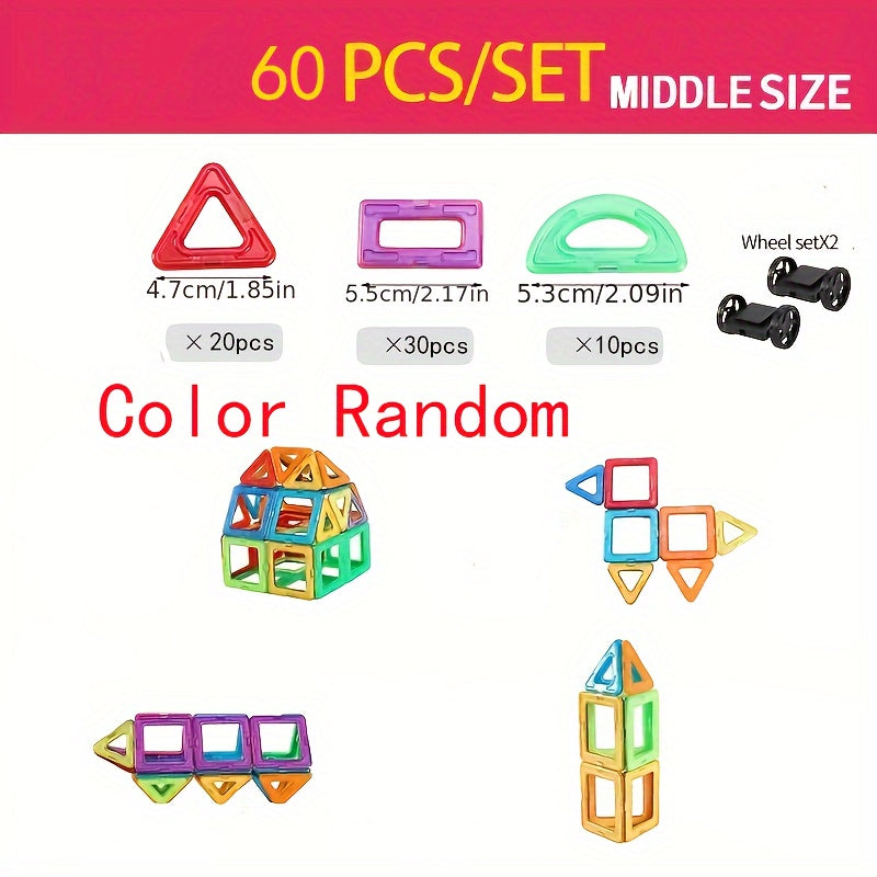 Magnetic Building Blocks Toy - Educational Gift for Kids Over 3 Years Old 60 Pieces Of Magnetic Building Blocks