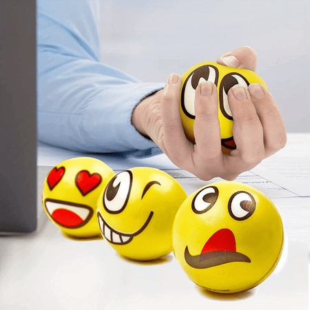 12pcs Random Style Face Stress Balls - Funny Emotions &amp; Relaxation Toys