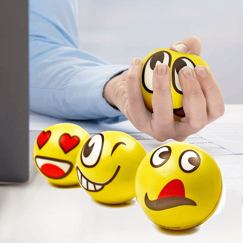 12pcs Random Style Face Stress Balls - Funny Emotions &amp; Relaxation Toys