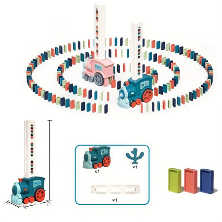 Domino Mini Train Automatic Building Blocks Toy Car Blue