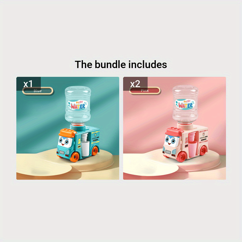 Fun Can Slide Bus Water Dispenser, Boys And Girls Toys Gift Green+Pink*2