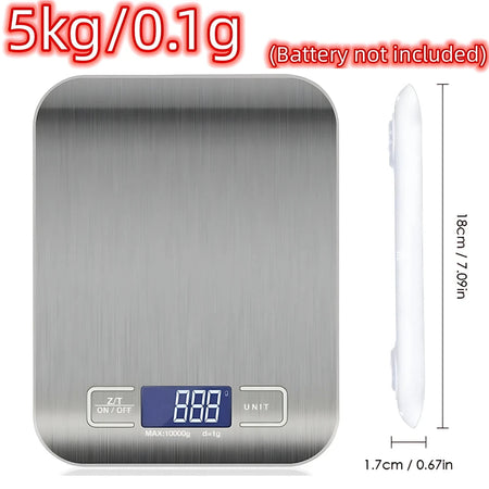 5kg/10kg Stainless Steel Electronic Scales Kitchen Scales Home Jewelry Food Snacks Weighing Baking Tools Kitchen Digital Scale White 5kg 0.1g