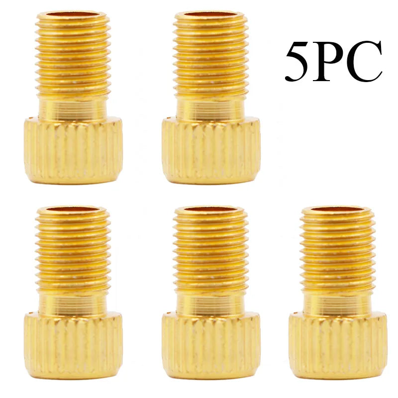 5PC F/V To A/V Valve Adapter Bike Value Converter Presta To Schrader Golden Bike Tire French Valve Adapter Bicycle Accessories