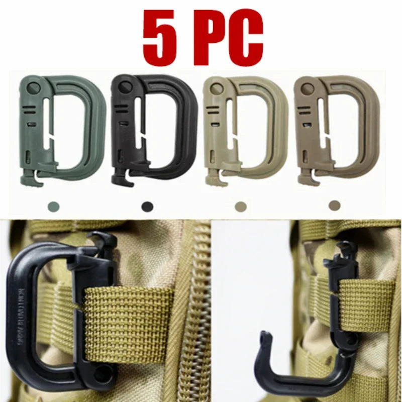 5PC Lightweight Molle Webbing D-Ring Carabiner Snap Lock Grimlock
