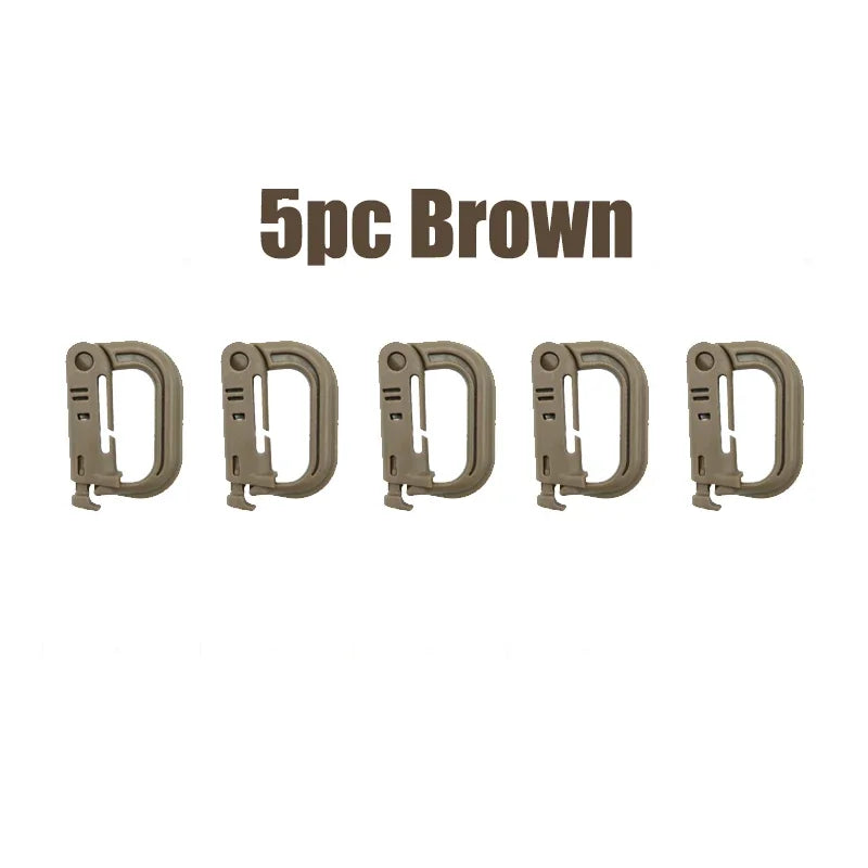 5PC Lightweight Molle Webbing D-Ring Carabiner Snap Lock Grimlock