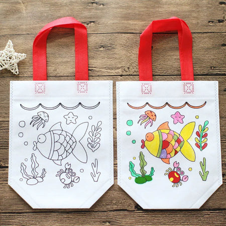 5pcs Children Handmade Graffiti Bag Handmade DIY Puzzle Toys Environment&amp;nbsp;Protection Kids Painting Handbag Drawing Toys TMZ