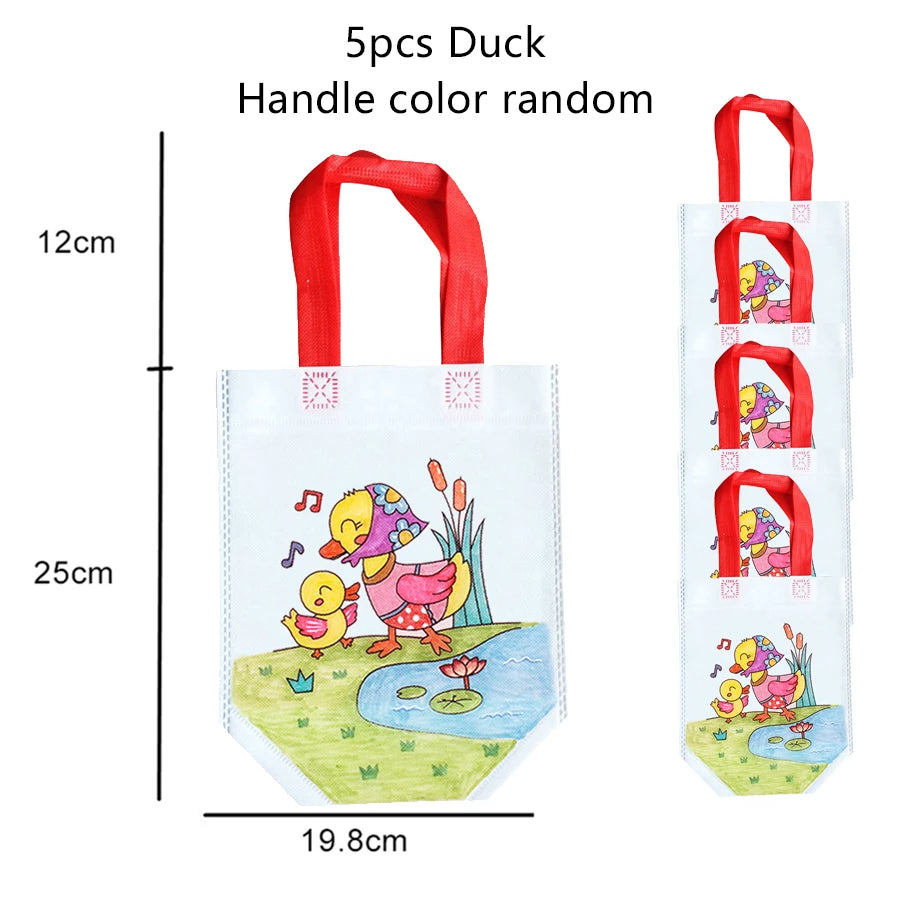 5pcs Children Handmade Graffiti Bag Handmade DIY Puzzle Toys Environment&amp;nbsp;Protection Kids Painting Handbag Drawing Toys TMZ 5pcs Duck
