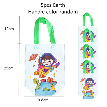 5pcs Children Handmade Graffiti Bag Handmade DIY Puzzle Toys Environment&amp;nbsp;Protection Kids Painting Handbag Drawing Toys TMZ 5pcs Earth