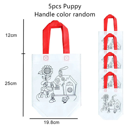 5pcs Children Handmade Graffiti Bag Handmade DIY Puzzle Toys Environment&amp;nbsp;Protection Kids Painting Handbag Drawing Toys TMZ 5pcs Puppy
