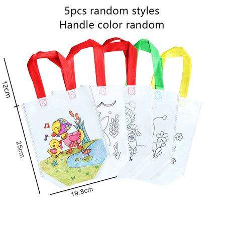 5pcs Children Handmade Graffiti Bag Handmade DIY Puzzle Toys Environment&amp;nbsp;Protection Kids Painting Handbag Drawing Toys TMZ 5pcs Random