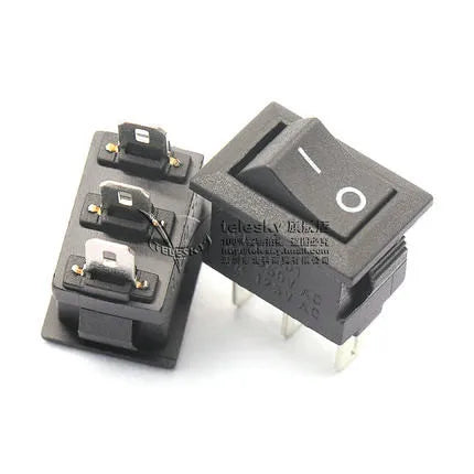 5Pcs Push Button Switch 10x15mm SPST 3Pin 3A 250V KCD11 Snap-in on/Off  Mini Rocker Switch 10MM*15MM Black Red and White DIY