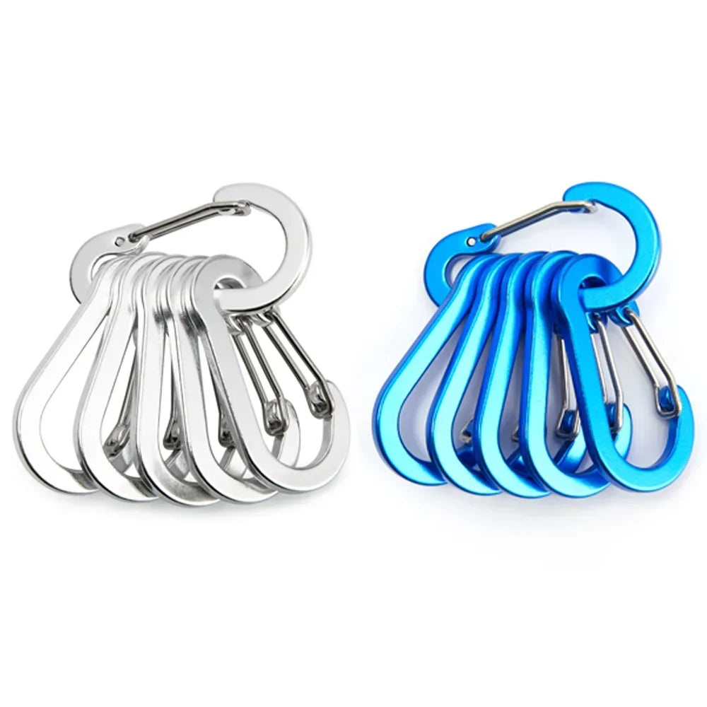 6/12pcs Multi-Functional Outdoor Carabiner Clips: Lightweight &amp;amp; Strong Gear Clips for Camping, Fishing, and Hiking 12pcs Silver Blue