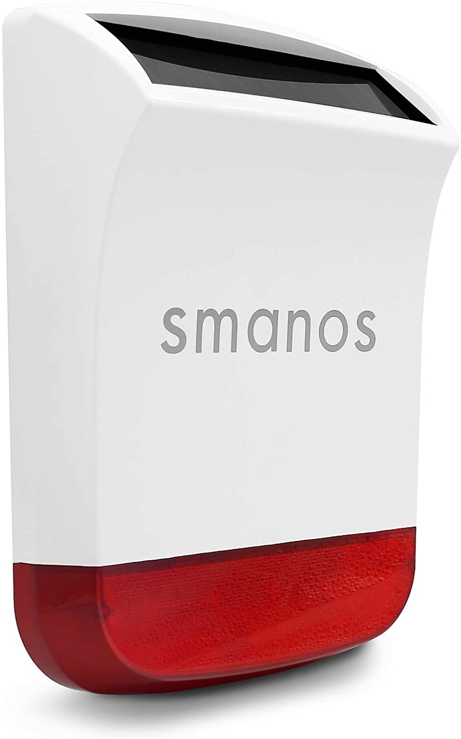 SMANOS SS2603 Solar Powered Siren - Wireless Outdoor Siren Works With Select Smanos Hubs, Also Works With Smanos Remote Controls, Door/window Sensors And PIR Detectors - White/Red