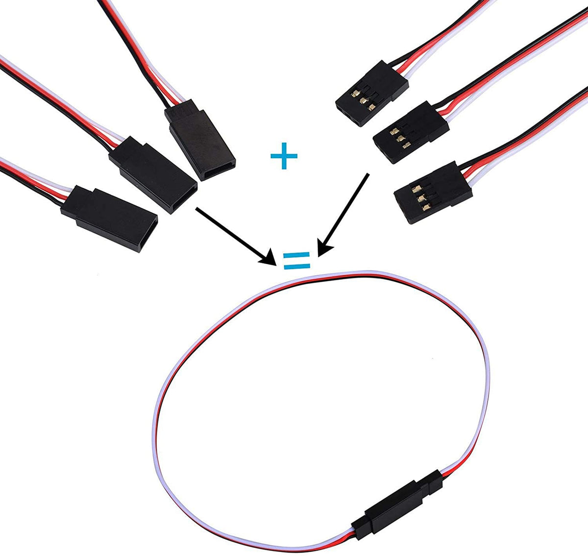 10pcs Servo Extension Cable Lead Wire 320mm 12.59inch 3 Pin Cord JR Male Head And Futaba Female Head For RC Plane