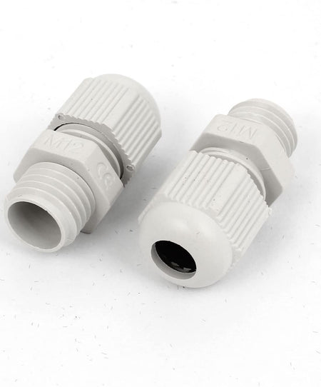 10Pcs M12 White Plastic 3-6.5mm Dia Waterproof Cable Glands Connectors