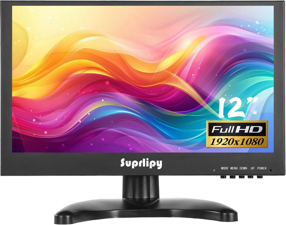 12 Zoll Mini HDMI Monitor mit 1920x1080 IPS Bildschirm und integrierten Lautsprechern für PC