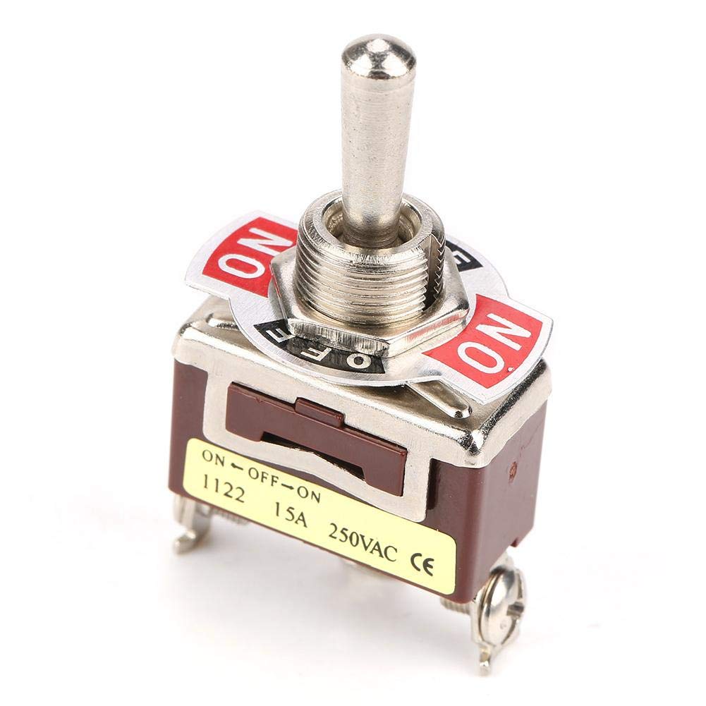 ON-OFF-ON Toggle Switch, 3 Pin 3 Position Mini Toggle Switch With 12mm Screw Mounting Hole 15A 250VAC