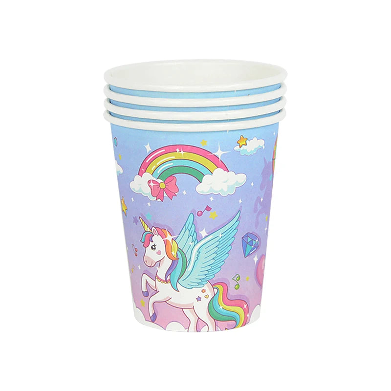 61Pcs Rainbow Unicorn Disposable Tableware Set