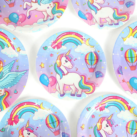 61Pcs Rainbow Unicorn Disposable Tableware Set