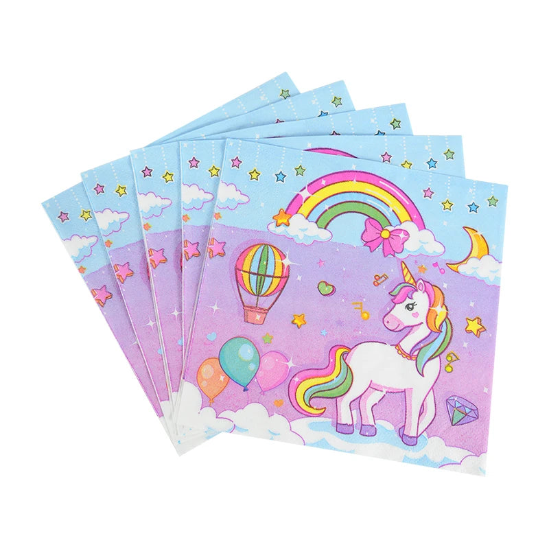 61Pcs Rainbow Unicorn Disposable Tableware Set