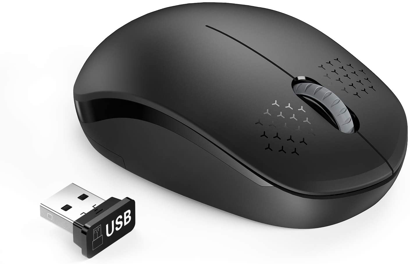 Seenda Wireless Mouse With Nano USB Receiver Noiseless 2.4G Wireless Mouse Portable Optical Mice For Notebook, PC, Laptop, Computer, Macbook - Black