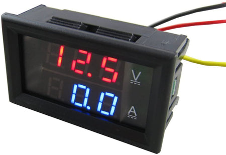 Yeeco DC4.5 – 30 V 50 A Digital DC Voltmeter Ammeter Testing Gauge Current Monitor Volt Amp Assayer V/A Panel Meter Multimeter With Built-In Shunt Red Blue Dual LED Display