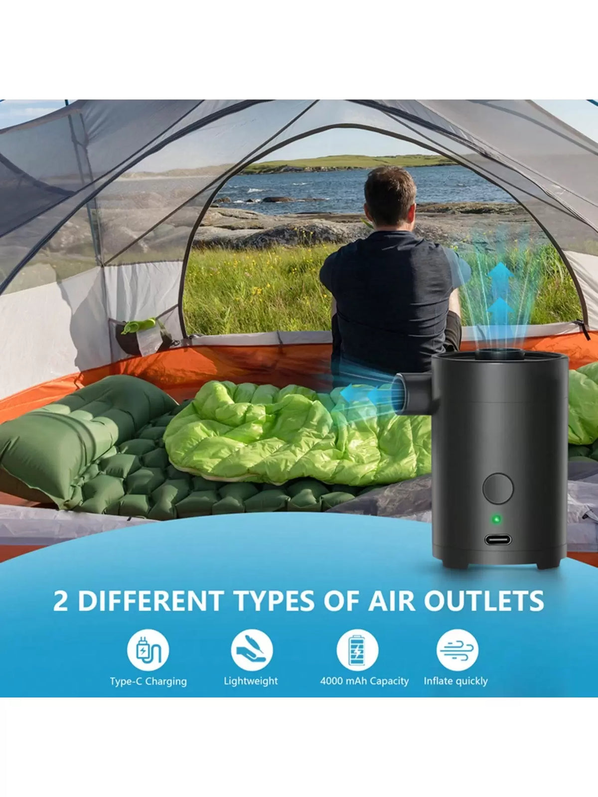 Portable Wireless Electric Air Pump for Camping &amp; Household Use