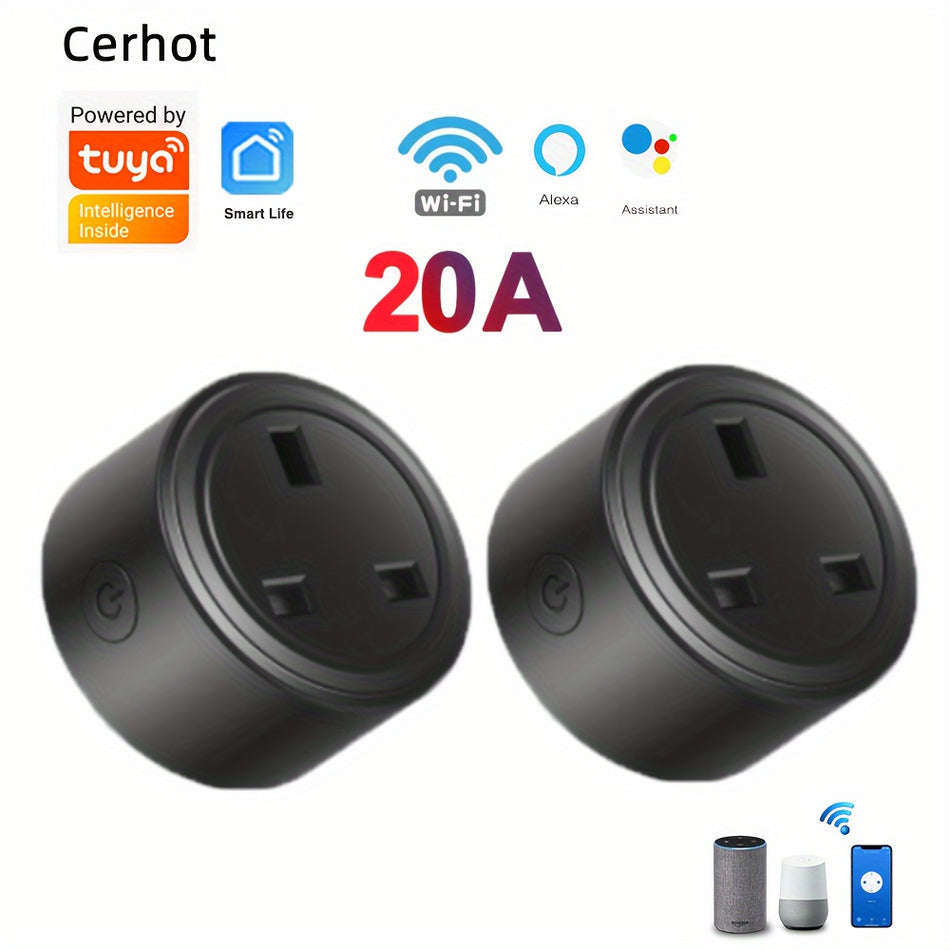 Smart Life WiFi Plug Socket, UK 20A Power Monitor, Alexa Google Home, White/Black - Κύπρο