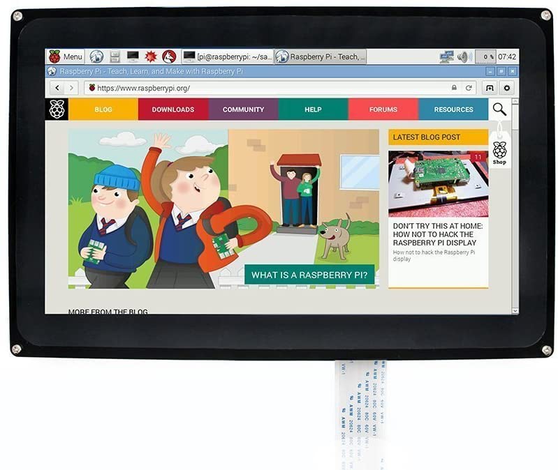 🟢 Makibes Raspberry Pi 10,1palcový HDMI LCD 1024x600 kapacitní dotykový displej s dvoubarevným krytem Podpora Raspberry Pi 2 3 Model B/PC systémů/BeagleBone Black Podpora Raspbian Ubuntu Windows