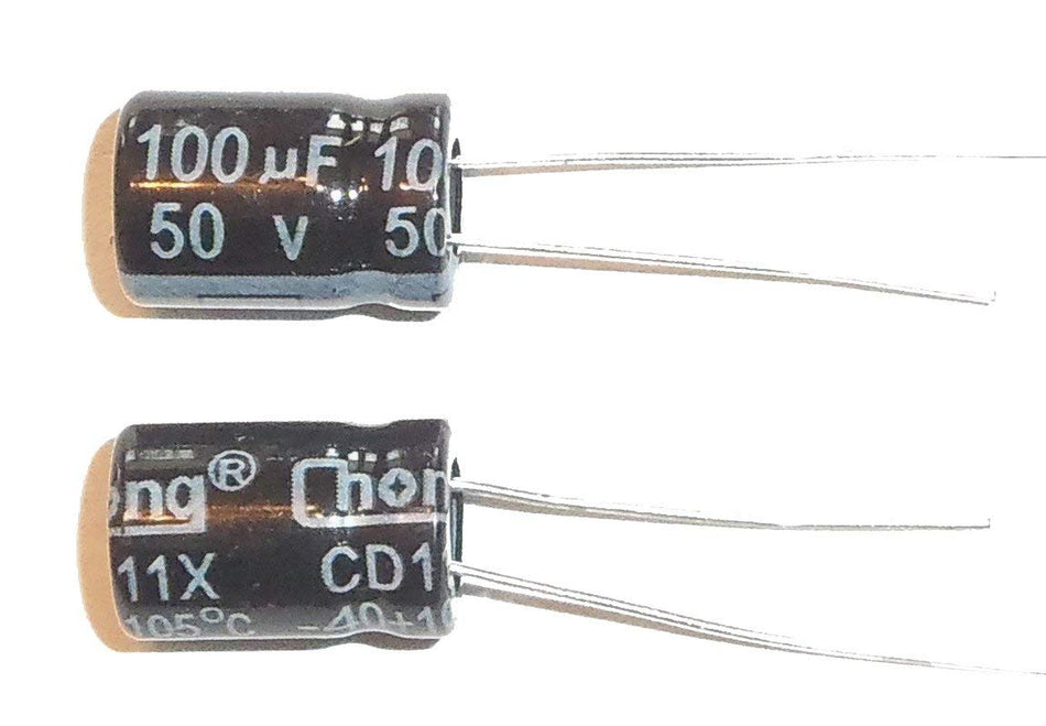 🟢 E-Projects B-0002-D09 Αξονικός Ηλεκτρολυτικός Πυκνωτής, 100uF, 50V, 105 C.Συσκευασία 2 