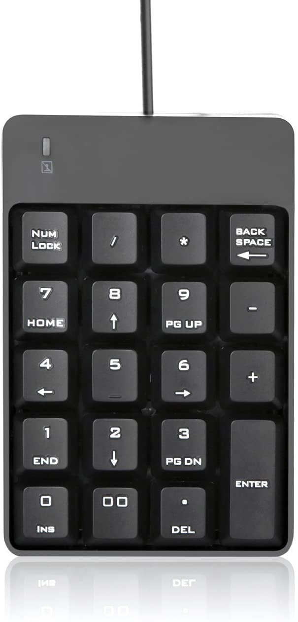 🟢 USB Αριθμητικό Πληκτρολόγιο, Jelly Comb 19 Πλήκτρων Ενσύρματο Μίνι Αριθμητικό Πληκτρολόγιο για Φορητό Υπολογιστή Επιτραπέζιο Υπολογιστή PC - Μαύρο 