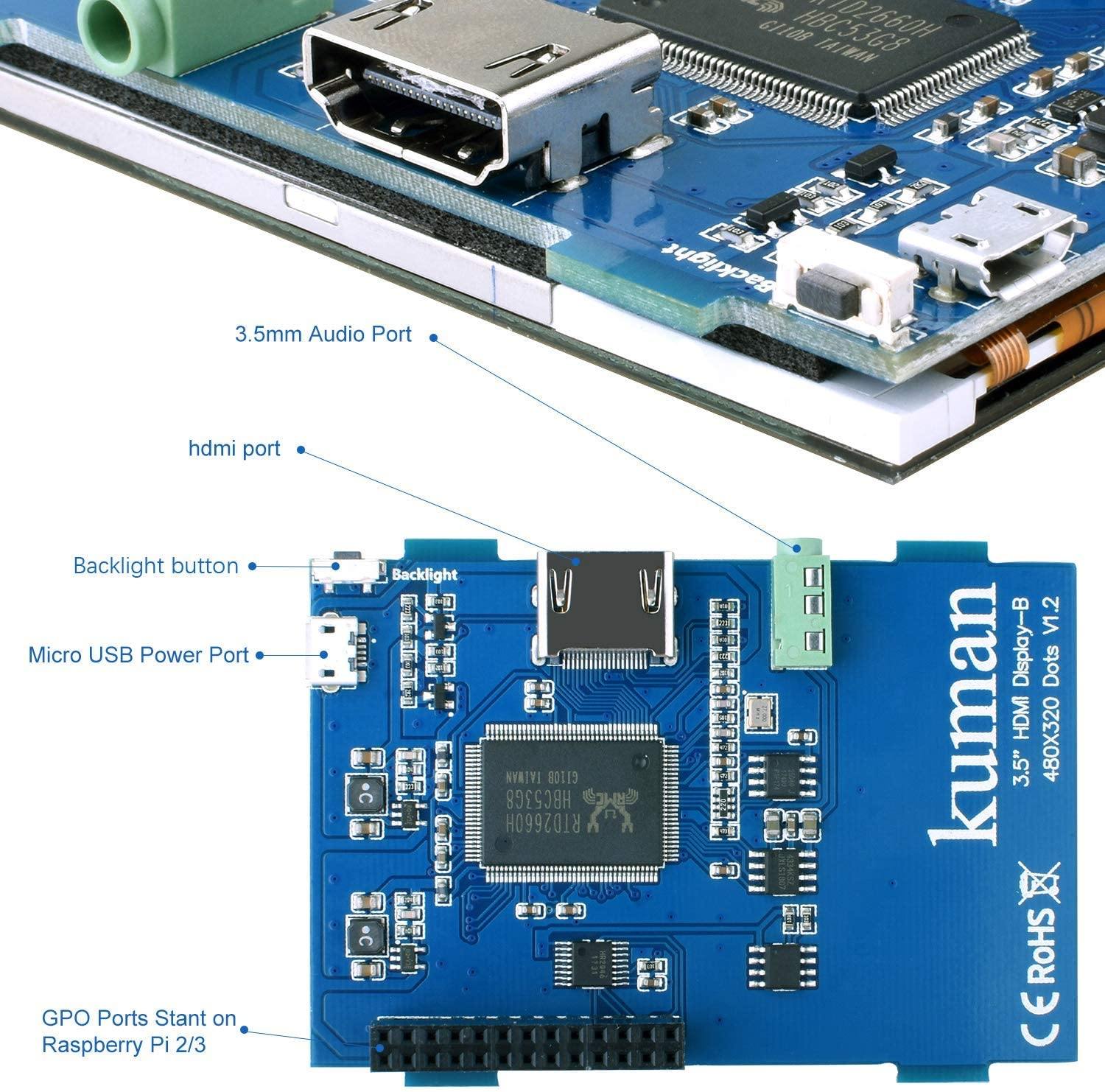 Écran Tactile LCD 3,5" Pour Raspberry Pi 3/4/5 Avec Boîtier Métal Et Refroidissement Actif - 10