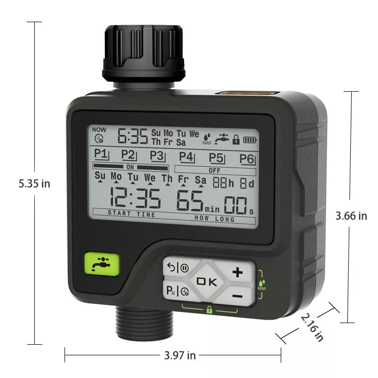 🟢 Latest Technology Irrigation Programmer. 6 Separate Irrigation programmes for garden Irrigation. Rain Auto Sensor. Waterproof. Also manual control for garden lawn. Up to 8 bar pressure!