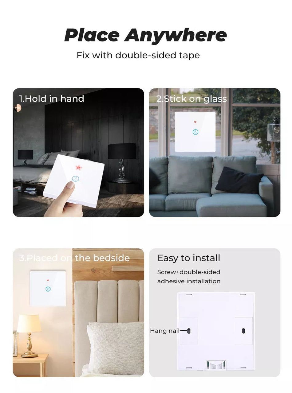 🟢 1 Gang Smart Home Wireless Touch Switch Light Appliance RF 433Mhz Remote Control Glass Screen Wall Panel ASK Ev1257