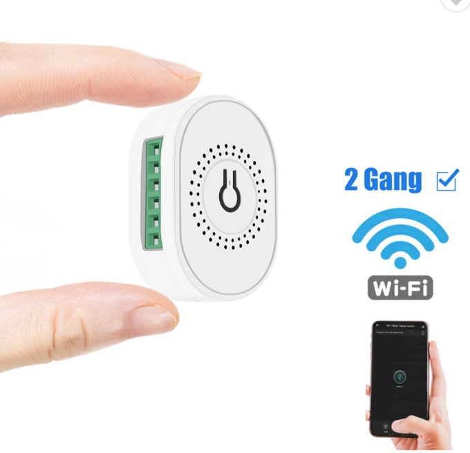 🟢 16A 2 Gang Tuya WiFi Mini Switch Module Smart DIY Controller Light Wall 2 Way Control Timer Breaker Google Home Alexa