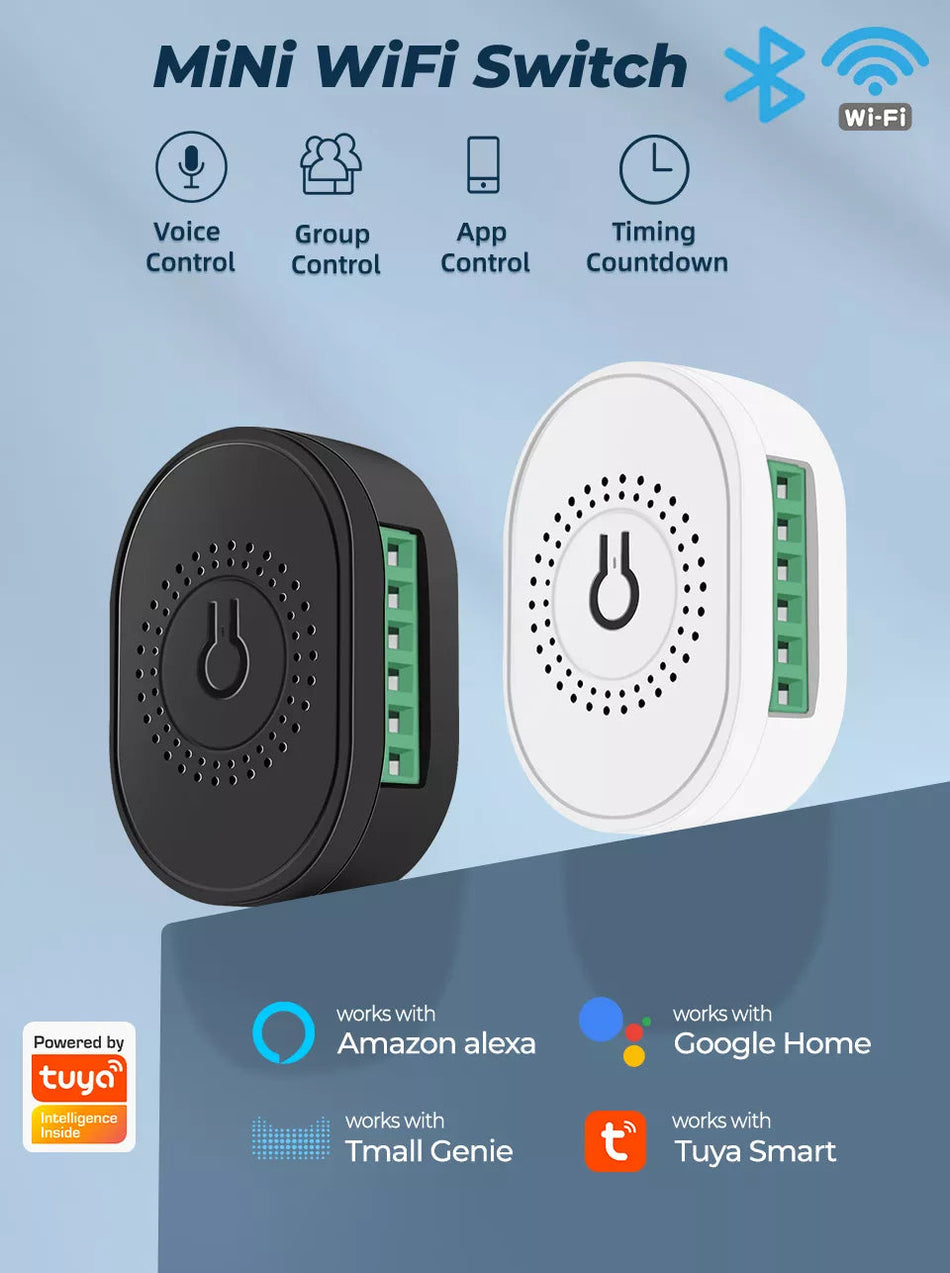 🟢 16A 2 Gang Tuya WiFi Mini Switch Module Smart DIY Controller Light Wall 2 Way Control Timer Breaker Google Home Alexa