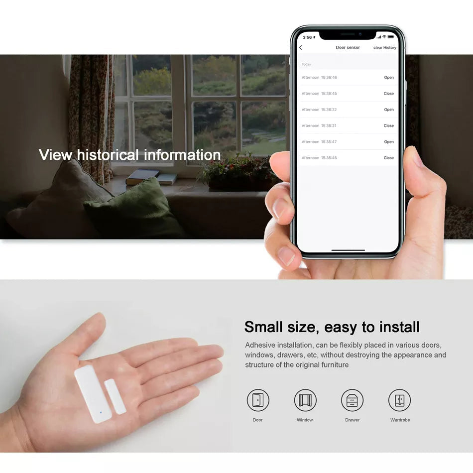 🟢 Tuya Smart WiFi Door Sensor Door Open/Closed Detectors App Notification Alert security alarm support Alexa Google Home