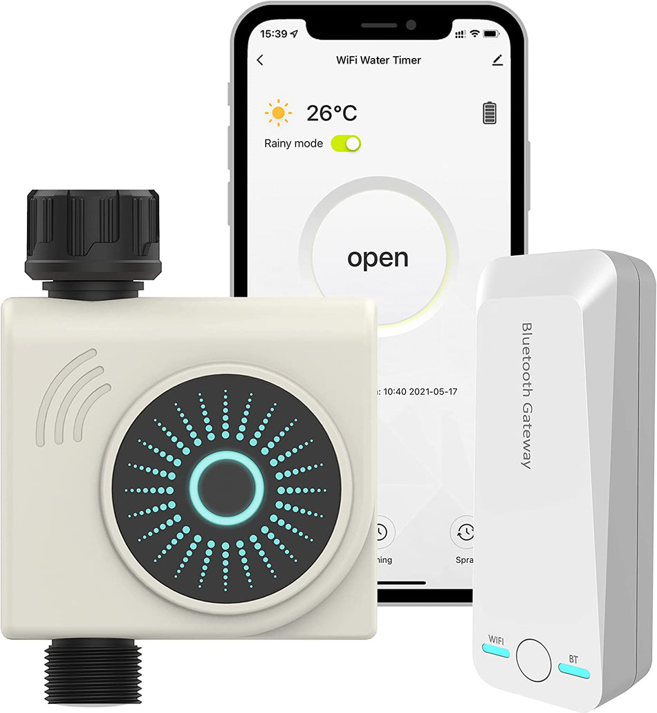 🟢 Προγραμματιστής άρδευσης Bluetooth και WiFi, Έξυπνος χρονοδιακόπτης αυτοματοποίησης ποτίσματος, Έλεγχος ποτίσματος κήπου με έλεγχο εφαρμογής για διάρκεια και καθυστέρηση βροχής. Έως 8 bar πίεση! 