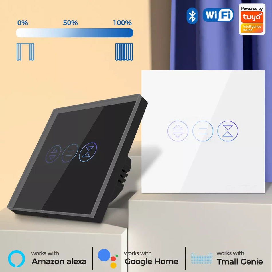🟢 Tuya Smart WiFi Curtain and Roller Shutter Switch For Electric Motorized Roller Shutter Blinds EU Voice Smart Home For Google Home Alexa - Colour White