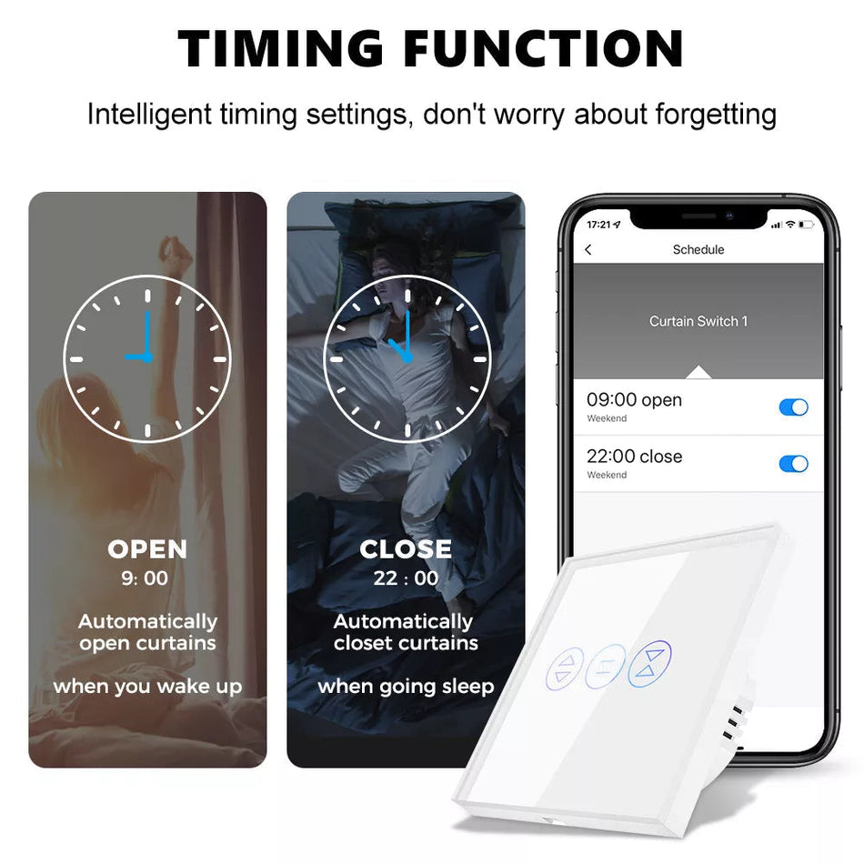 🟢 Tuya Smart WiFi Curtain and Roller Shutter Switch For Electric Motorized Roller Shutter Blinds EU Voice Smart Home For Google Home Alexa - Colour White