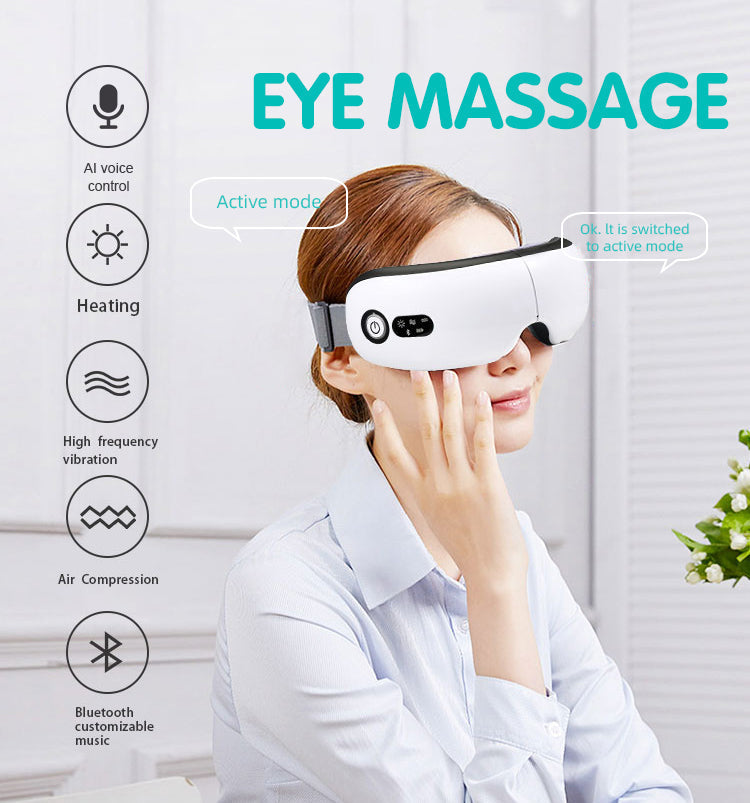 🟢 Eye Care Massage Instrument Foldable Electric Smart Eye Massager With Heat Compression