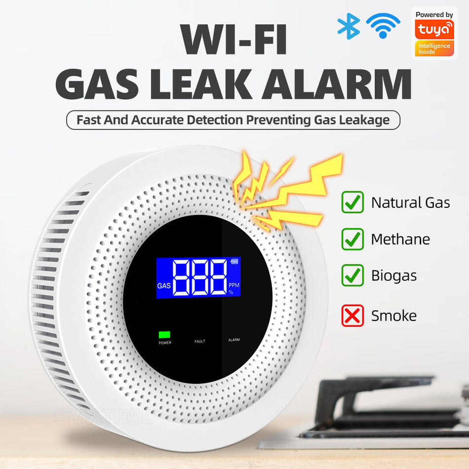 🟢 Tuya Wifi Smart Natural Gas Sensor Combustible Household App Alarm Detector - Smart Home