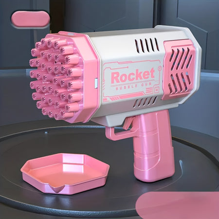 Rocket Launcher Bubble Gun with Led Lights - Fun Toy for Kids Pink