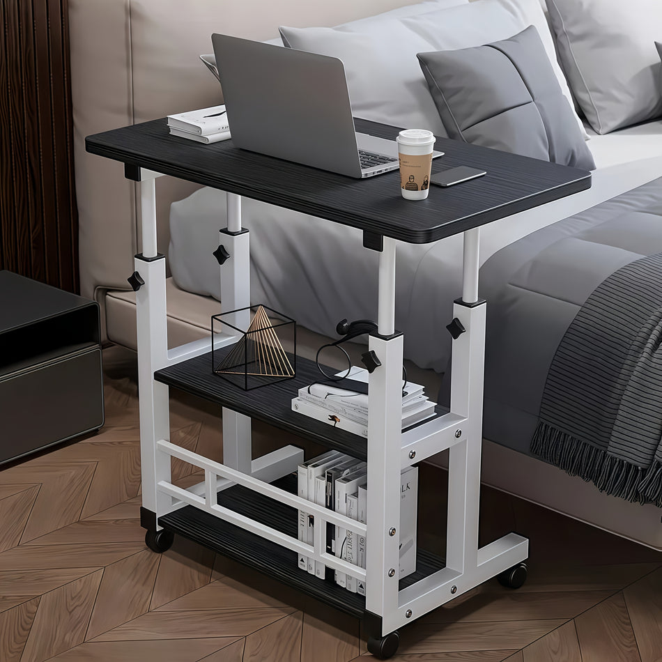 KC5057824 Mobile Computer Desk &ndash; Adjustable 3-Tier Metal