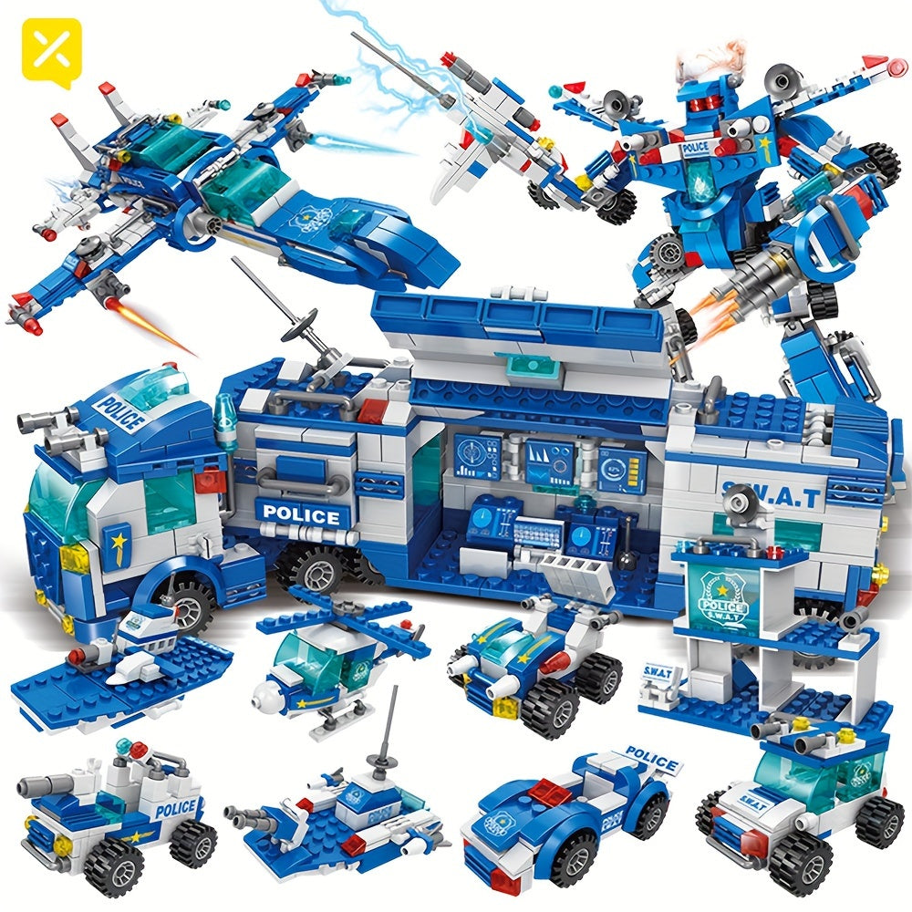 700pcs City Patrol Police Car Building Blocks Set - Perfect Role-Play Toy for Boys