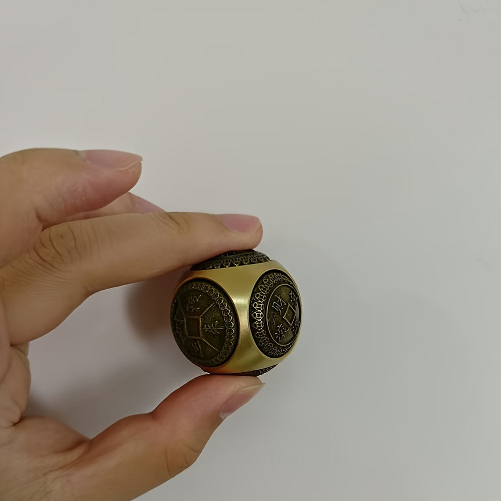 Brass Spinning Dice Fidget Sphere - Ideal Antistress Toy for Adults