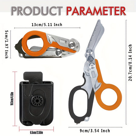 Tactical Stainless Steel Folding Scissors with Ergonomic Design