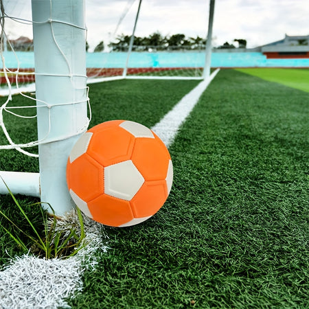 Curved Orange EVA Soccer Ball, Size 5 - Durable for Youth Training &amp; Games