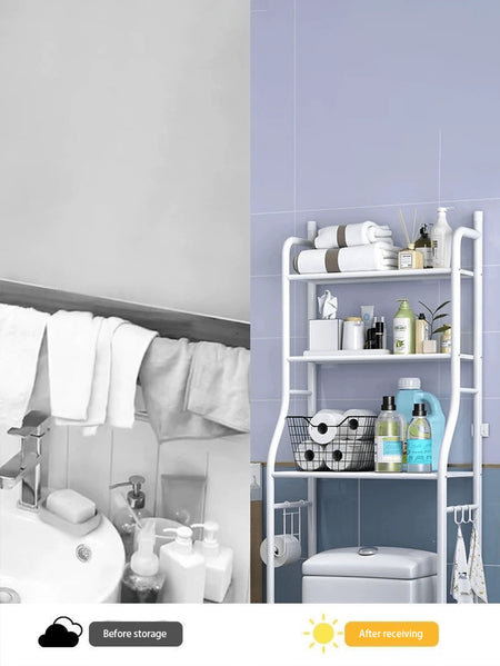 Elegant White Bathroom Cabinet Storage Rack - 45x25x160cm